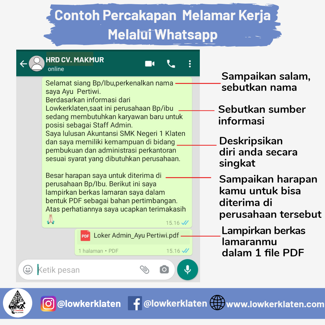 Cara melamar kerja lewat wa